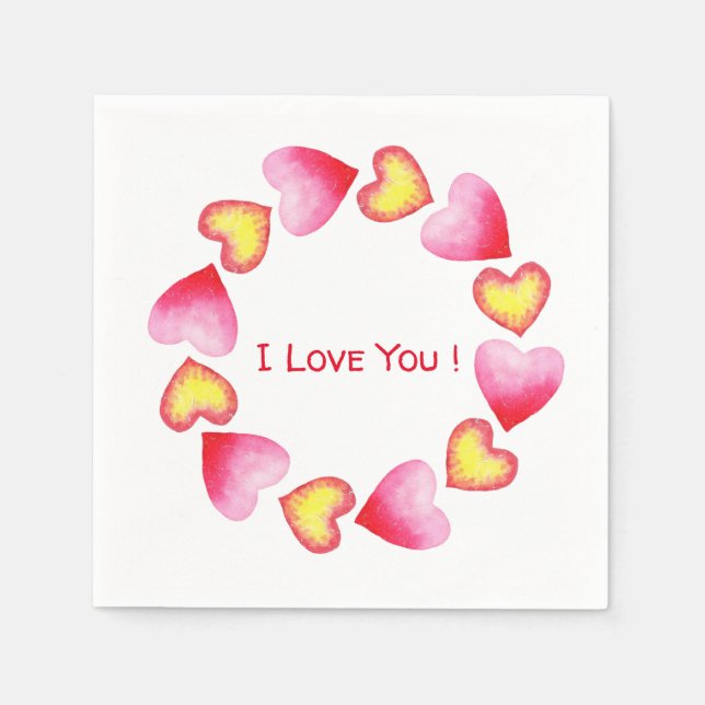 Сute  Romantic I Love You Valentine's Day  Napkin (Front)