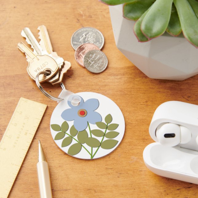 Сute simple blue flower key ring (Desk)
