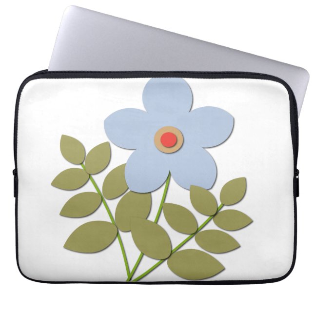 Сute simple blue flower laptop sleeve (Front)