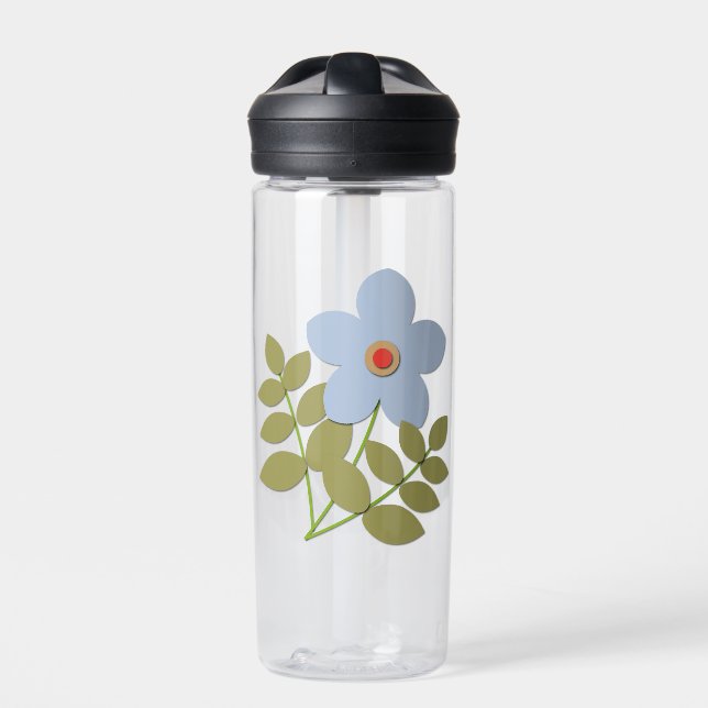 Сute simple blue flower water bottle (Front)