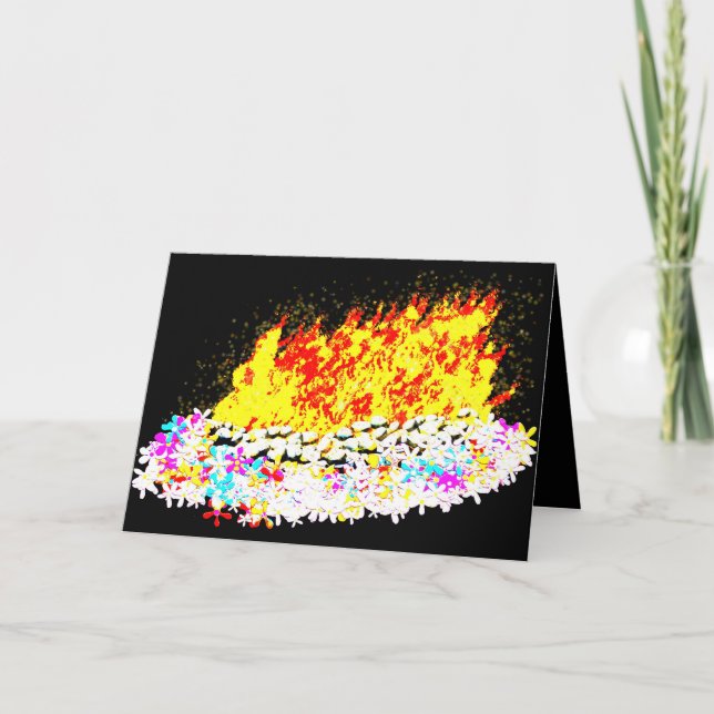 ל״ג בעומר Lag B'Omer sparkly bold bonfire Holiday Card (Front)