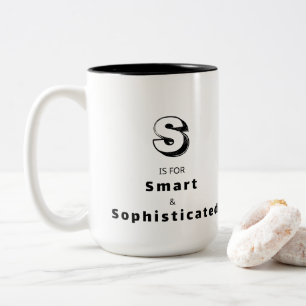 سmart and Sophisticated S - Personalised Luxury Two-Tone Coffee Mug