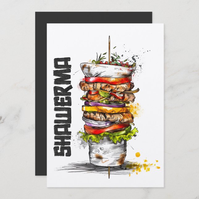 شاورما يا معلم أكل عربي- Shawarma Arabic Food Invitation (Front/Back)