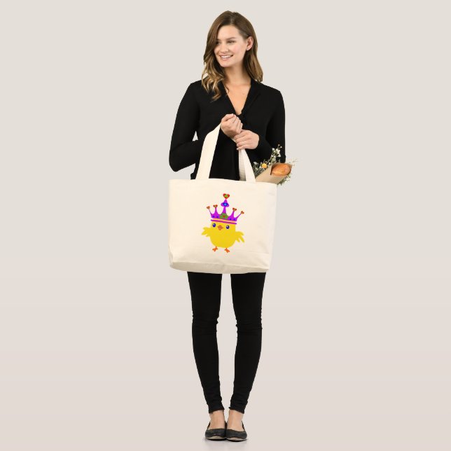 ♥ټ☘Crowned Irish Queen Chicken Fabulous Chic Jumbo Large Tote Bag (Front (Model))