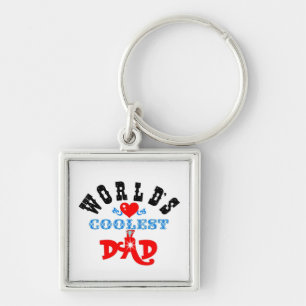 ღ╬♥"World's Coolest Dad" Premium Keychain♥╬ღ Key Ring