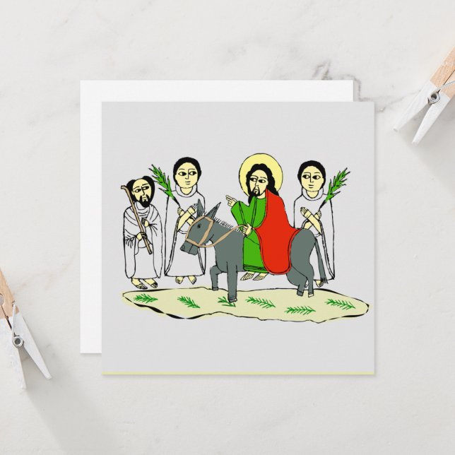 መልካም የሆሳዕና በዓል  Palm Sunday Jesus with People Card (Front/Back In Situ)