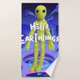 あいさつする宇宙人の柄 BATH TOWEL