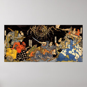 お化け蜘蛛, 国芳, Monster Spider, Kuniyoshi, Ukiyo-e Poster