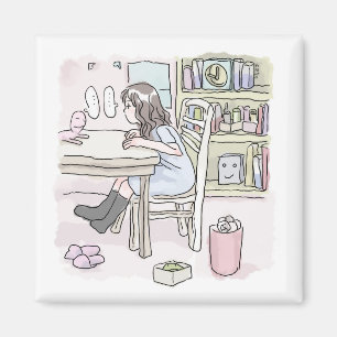 さいくさじ お部屋で机に向かう MAGNET