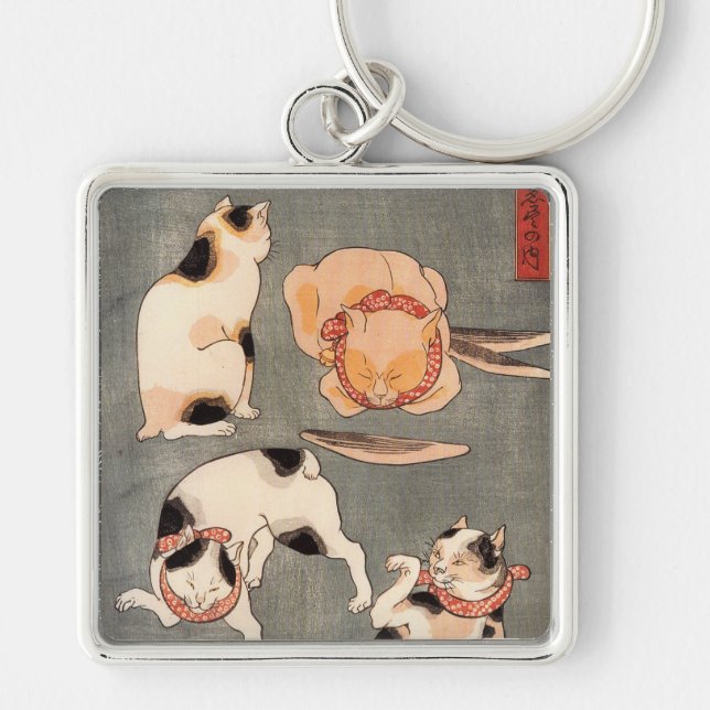 たとえ尽の内（上）, 国芳 Japanese Cats(1), Kuniyoshi, Ukiyo-e Key Ring (Front)