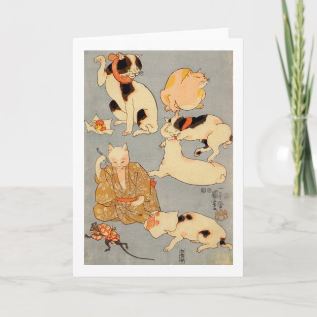 たとえ尽の内（下）, 国芳 Japanese Cats(3), Kuniyoshi, Ukiyo-e Card (Front)
