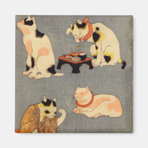 たとえ尽の内（中）, 国芳 Japanese Cats(2), Kuniyoshi, Ukiyo-e Magnet