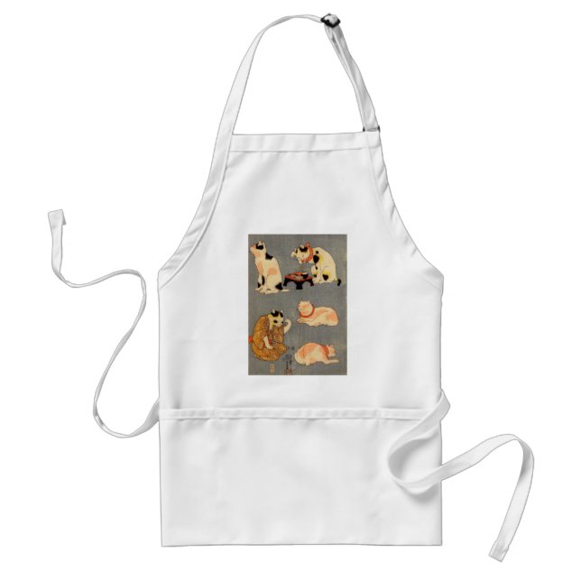 たとえ尽の内（中）, 国芳 Japanese Cats(2), Kuniyoshi, Ukiyo-e Standard Apron (Front)