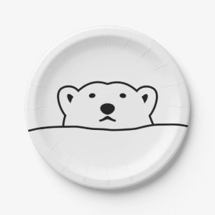 【のぞくホッキョクグマ】 Looking polar bear Paper Plate