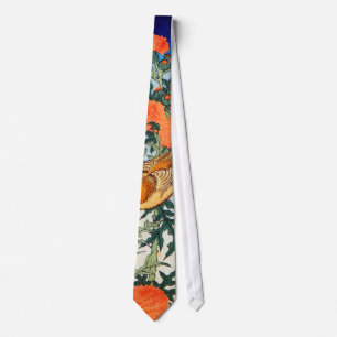 アザミに小鳥, 北斎 Bird and Thistle, Hokusai, Ukiyo-e Tie
