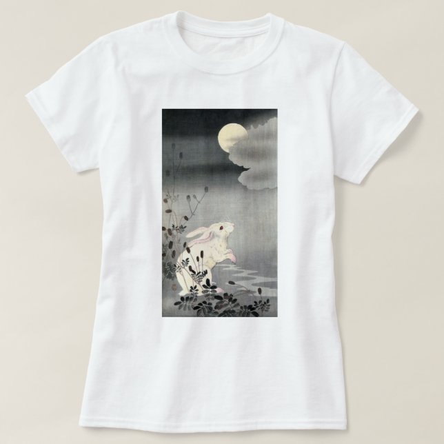ウサギと月, 小原古邨 Rabbit and Moon, Ohara Koson, Ukiyo-e T-Shirt (Design Front)