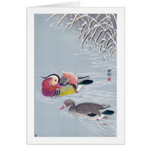 オシドリ, 小原古邨 Mandarin duck, Ohara Koson, Ukiyo-e