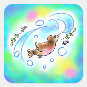 カワガラスちゃんスクエアシール ス SQUARE STICKER