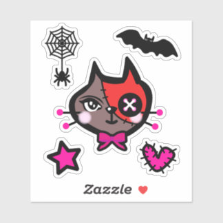 キュートな赤茶ねこ 蜘蛛 Cute red brown cat. シール