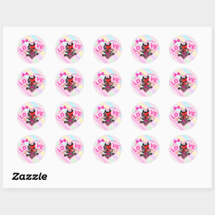 キュートな赤茶ねこ LOVEうちわ Cute Classic Round Sticker