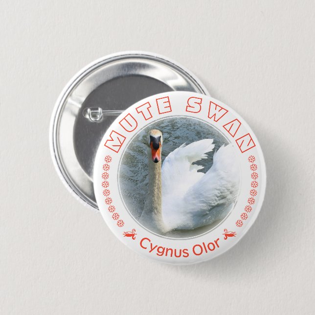 コブハクチョウ 6 CM ROUND BADGE (Front & Back)