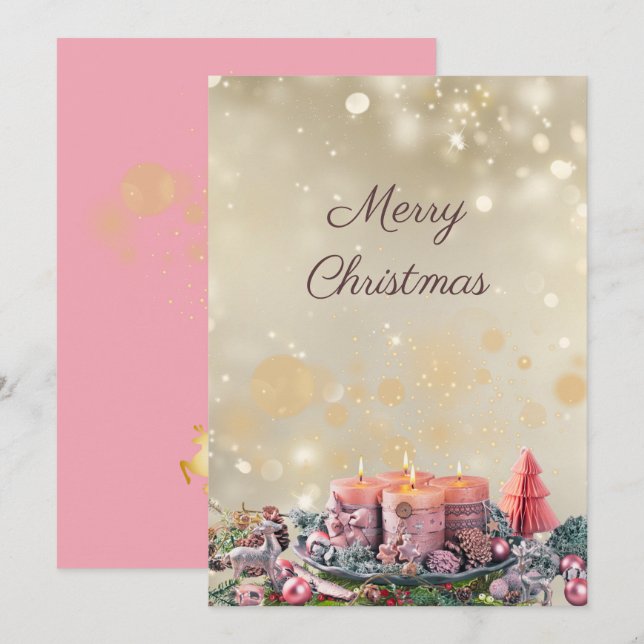 ゴージャス ゴールド×ピンクのクリスマスカード♡ HOLIDAY CARD (Front/Back)