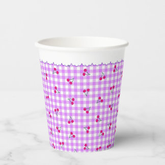 チェリー チェック ピンク 紙コップ PAPER CUPS
