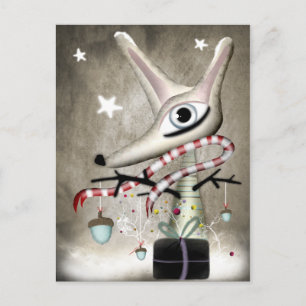 ドングリ Winter Christmas acorn new year fox P Holiday Postcard