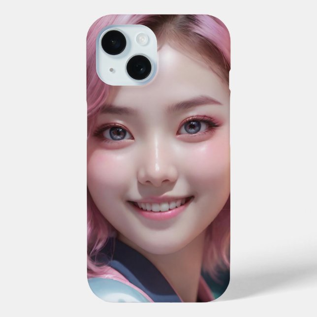 パステル・サイバー：ピンクヘアの幻想的なデジタル肖像 Case-Mate iPhone CASE (Back)