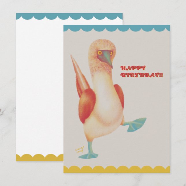 フラットカード バースデー Birthday Card -Blue-footed Boody- (Front/Back)