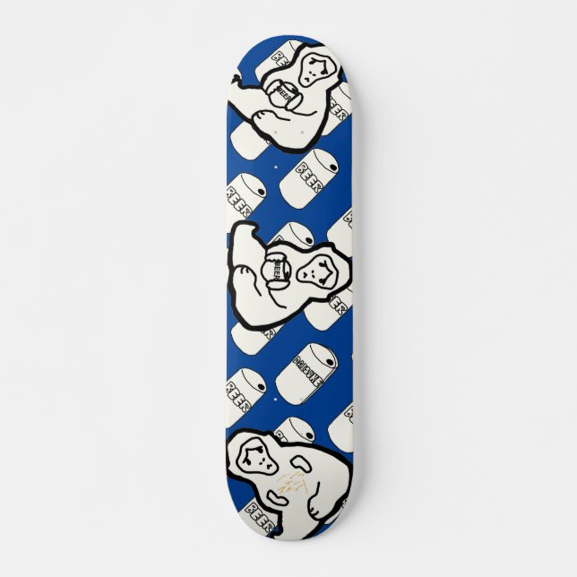 ベイブオンスケイト-Copy&paste-シリーズ　サル＆缶ビール　スケートボード　デッキ Skateboard (Front)