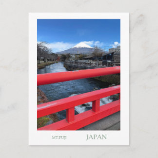 ポラロイド風 富士山と赤い橋 観光ポストカード | Modern Vintage Mt Fuji J Postcard