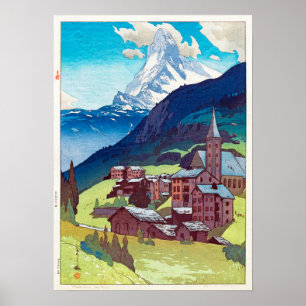 マッターホルン, Matterhorn, Hiroshi Yoshida, Woodcut Poster