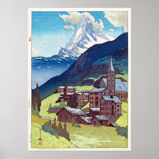 マッターホルン, Matterhorn, Hiroshi Yoshida, Woodcut Poster (Front)