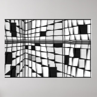 モンドリアンシティ7ウェーブ (白黒) POSTER