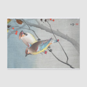 レンジャクと赤い実, 古邨 Waxwings with Red berries, Koson Tissue Paper