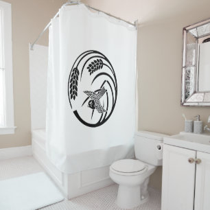 一本稲の丸に雀 SHOWER CURTAIN