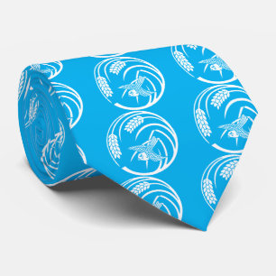 一本稲の丸に雀 TIE