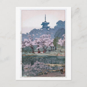 三渓園, Sankei-en Garden, Hiroshi Yoshida, Woodcut Postcard