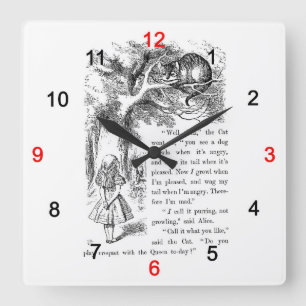 「不思議の国のアリス」の壁掛け時 SQUARE WALL CLOCK