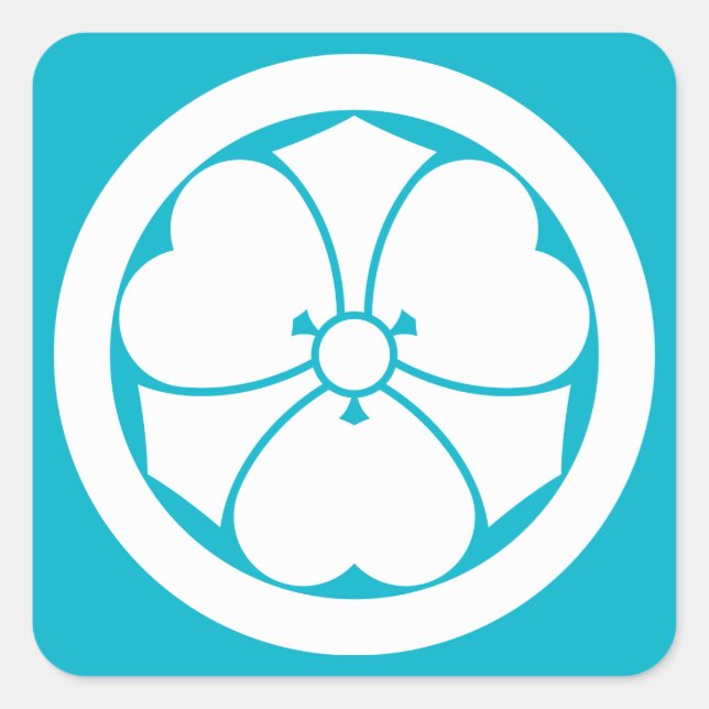 丸に剣酢漿草 SQUARE STICKER (Front)