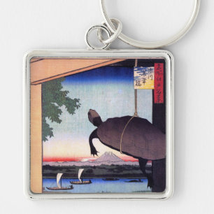 亀と富士山, 広重 Turtle and Mount Fuji, Hiroshige, Ukiyoe Key Ring
