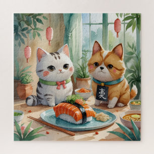 「仲良し猫の寿司時間(Cat Friends' Sushi Time)」 Jigsaw Puzzle