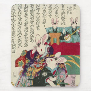 兎の歌舞伎役者, 芳藤 Actors of Rabbit, Yoshifuji, Ukiyo-e Mouse Pad