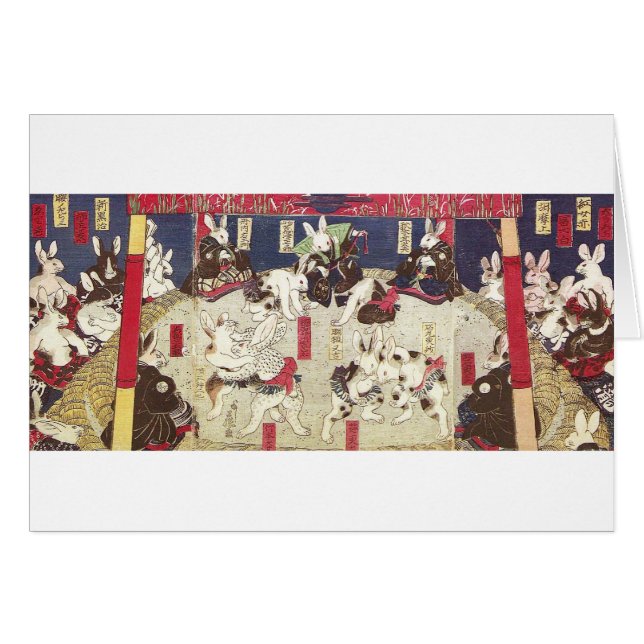 兎の相撲, 芳藤 Sumo Rabbits, Yoshifuji, Ukiyo-e (Front Horizontal)