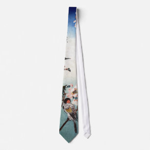 八重桜に鳥, 広重 Cherry Blossom & Bird, Hiroshige, Ukiyoe Tie