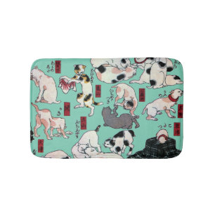 其のまま地口猫飼好五十三疋（中）, 国芳 Cats(2), Kuniyoshi, Ukiyo-e Bath Mat