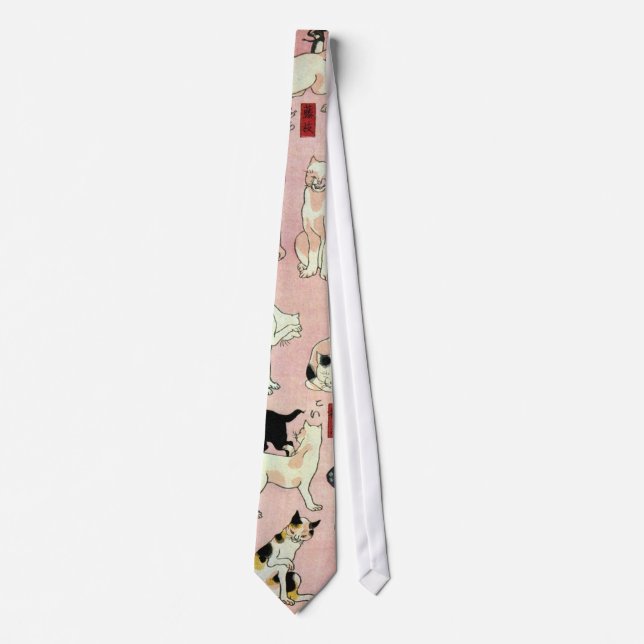 其のまま地口猫飼好五十三疋（中）, 国芳 Cats(2), Kuniyoshi, Ukiyo-e Tie (Front)