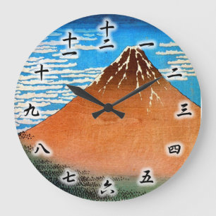 凱風快晴（赤富士）, 北斎 Red Mount Fuji, Hokusai, Ukiyo-e Large Clock