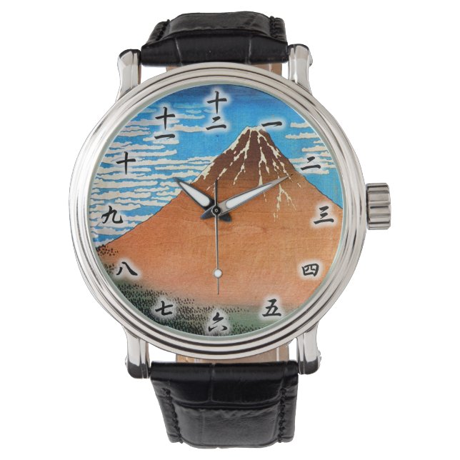 凱風快晴（赤富士）, 北斎 Red Mount Fuji, Hokusai, Ukiyo-e Watch (Front)